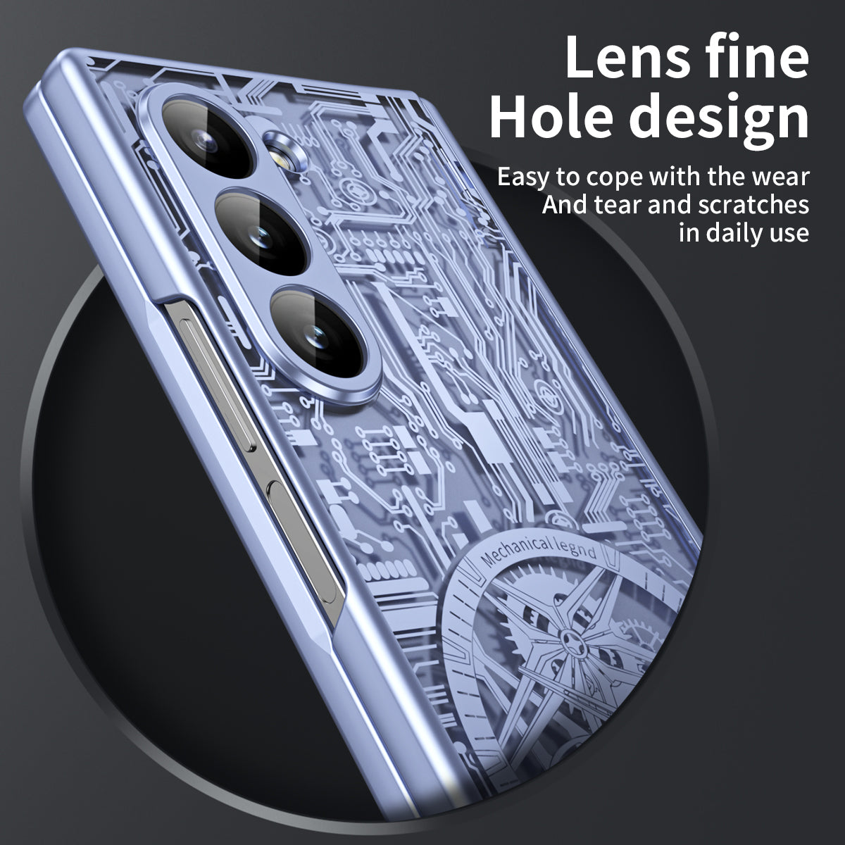 Mechanical Legend Series For Samsung Galaxy Z Fold6 5G Case Electroplated PC Phone Cover with Screen Film - Blue