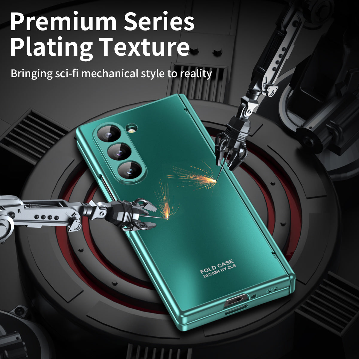 For Samsung Galaxy Z Fold6 5G Phone Case Hard PC Shockproof Cover with Front Screen Film - Green