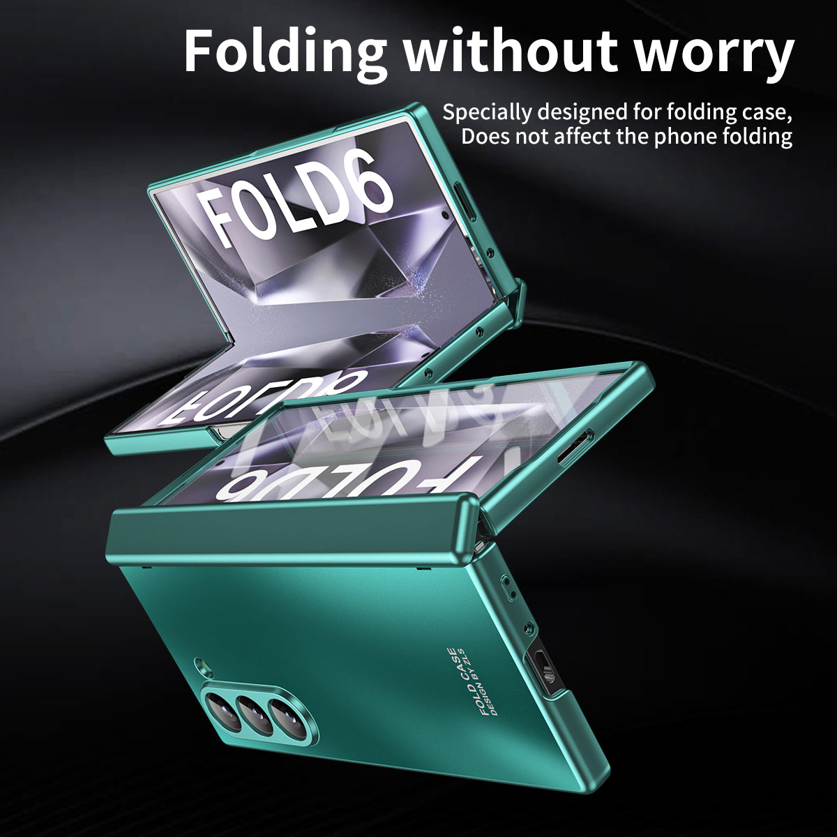 For Samsung Galaxy Z Fold6 5G Phone Case Hard PC Shockproof Cover with Front Screen Film - Green