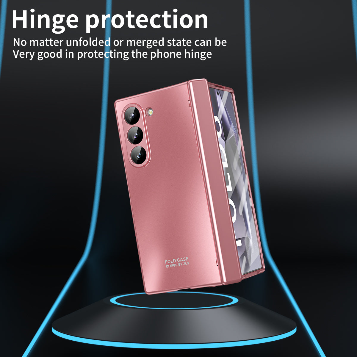 For Samsung Galaxy Z Fold6 5G Phone Case Hard PC Shockproof Cover with Front Screen Film - Rose Gold