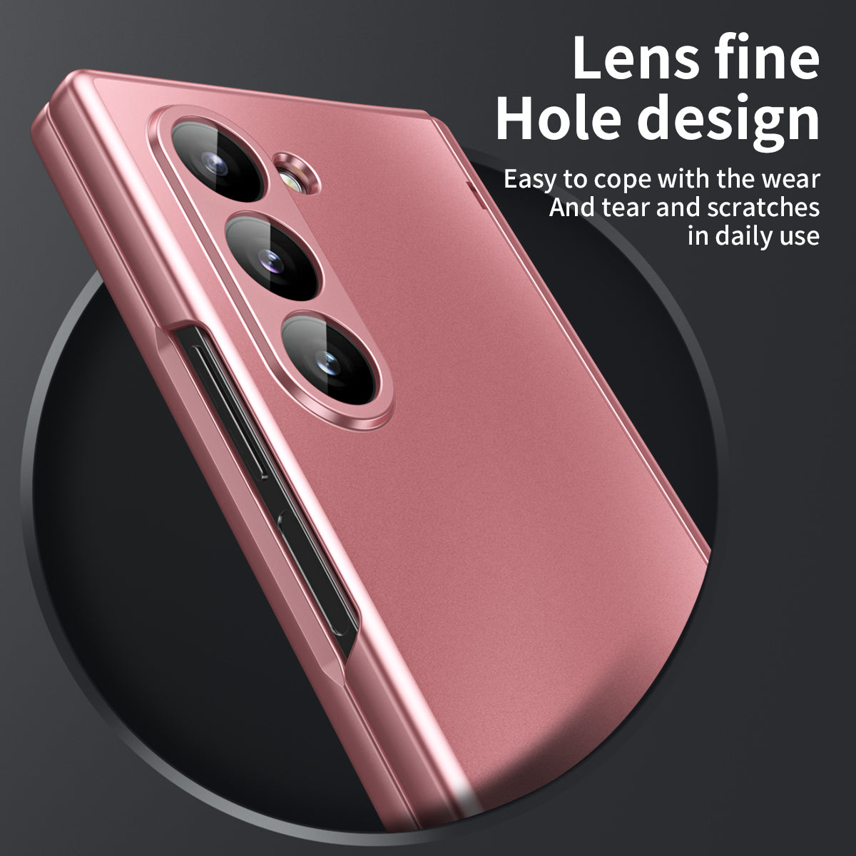 For Samsung Galaxy Z Fold6 5G Phone Case Hard PC Shockproof Cover with Front Screen Film - Rose Gold