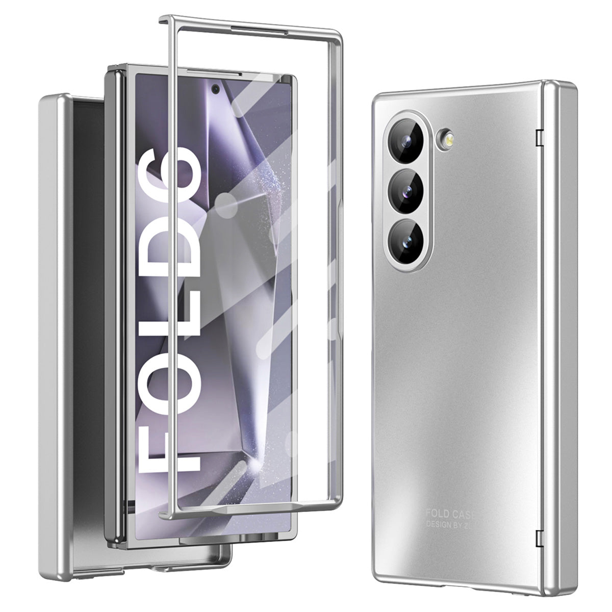 For Samsung Galaxy Z Fold6 5G Phone Case Hard PC Shockproof Cover with Front Screen Film - Silver