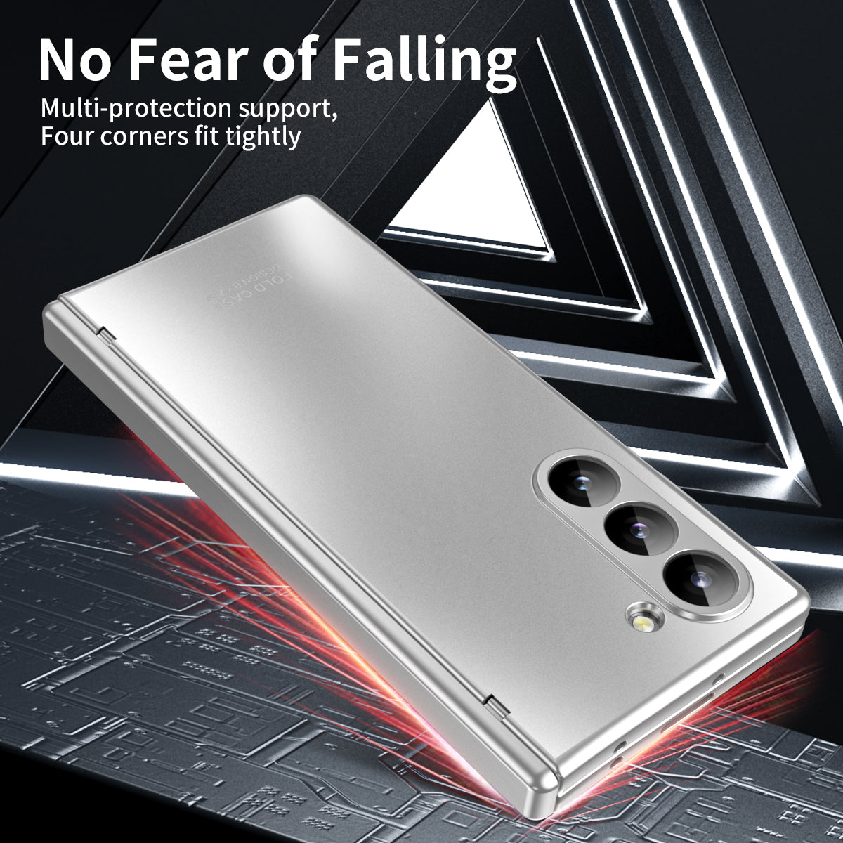 For Samsung Galaxy Z Fold6 5G Phone Case Hard PC Shockproof Cover with Front Screen Film - Silver