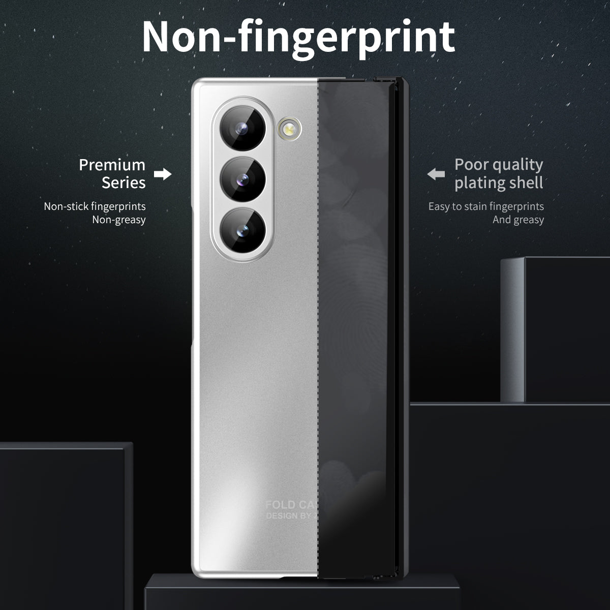 For Samsung Galaxy Z Fold6 5G Phone Case Hard PC Shockproof Cover with Front Screen Film - Silver