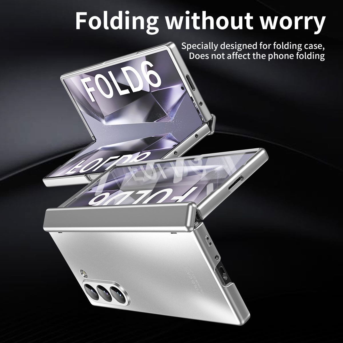 For Samsung Galaxy Z Fold6 5G Phone Case Hard PC Shockproof Cover with Front Screen Film - Silver