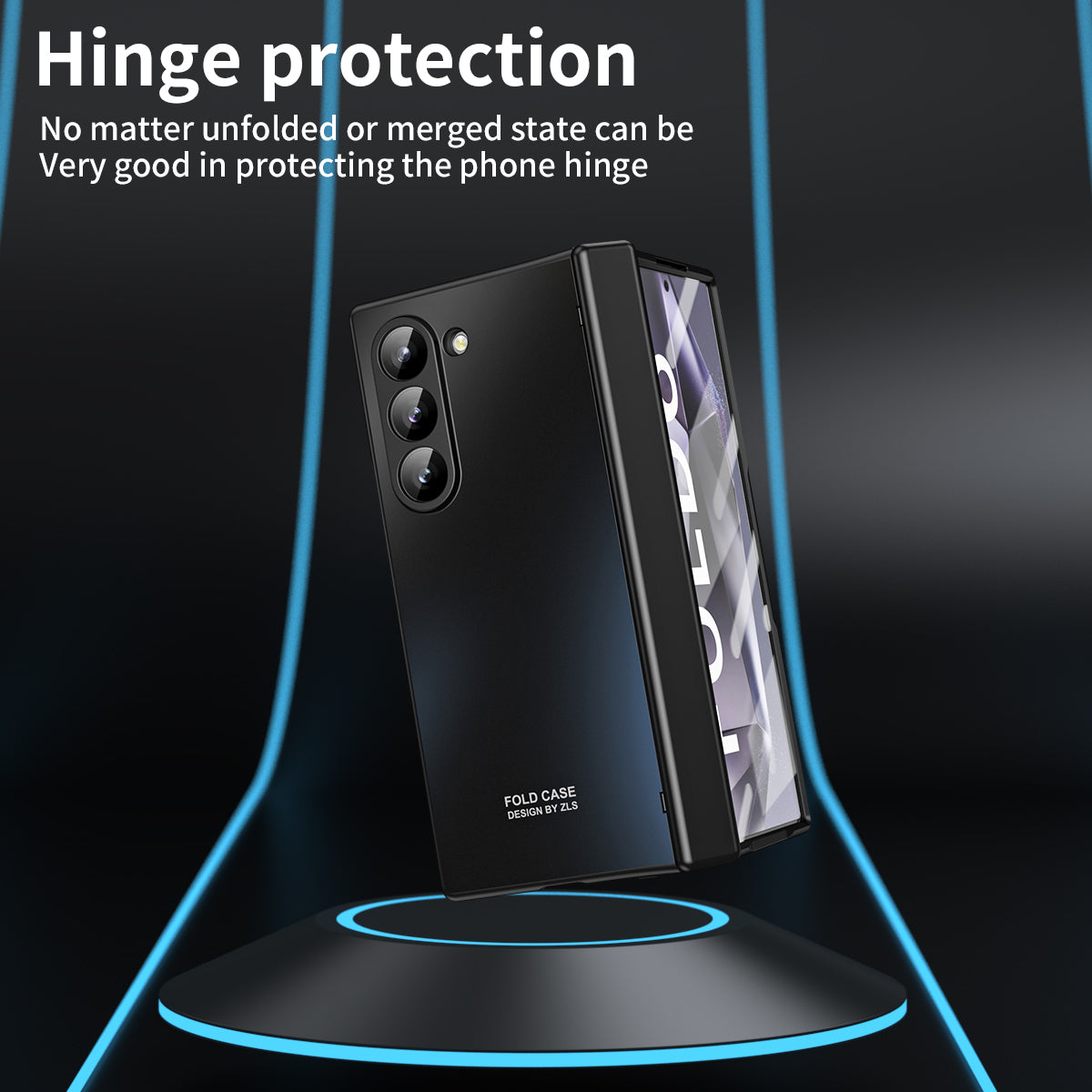 For Samsung Galaxy Z Fold6 5G Phone Case Hard PC Shockproof Cover with Front Screen Film - Black
