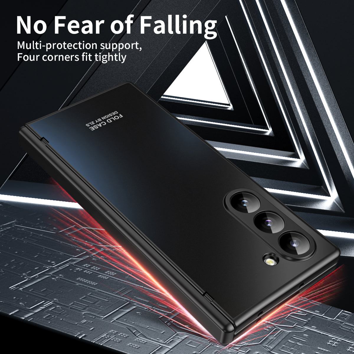 For Samsung Galaxy Z Fold6 5G Phone Case Hard PC Shockproof Cover with Front Screen Film - Black