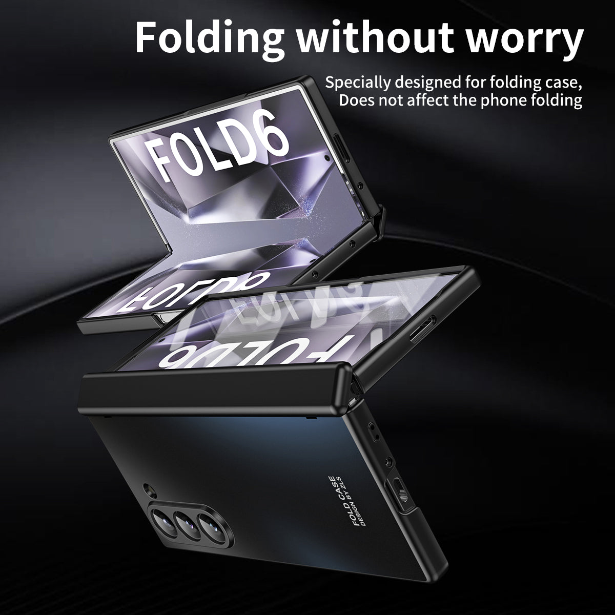 For Samsung Galaxy Z Fold6 5G Phone Case Hard PC Shockproof Cover with Front Screen Film - Black