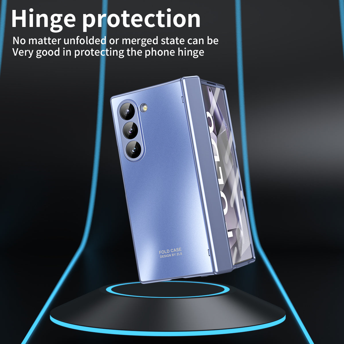 For Samsung Galaxy Z Fold6 5G Phone Case Hard PC Shockproof Cover with Front Screen Film - Blue
