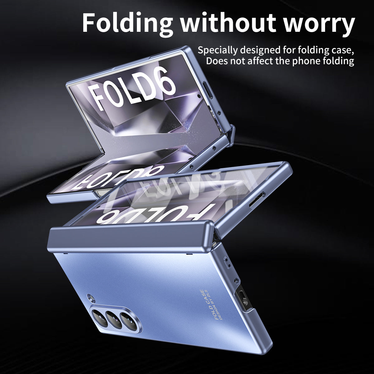 For Samsung Galaxy Z Fold6 5G Phone Case Hard PC Shockproof Cover with Front Screen Film - Blue
