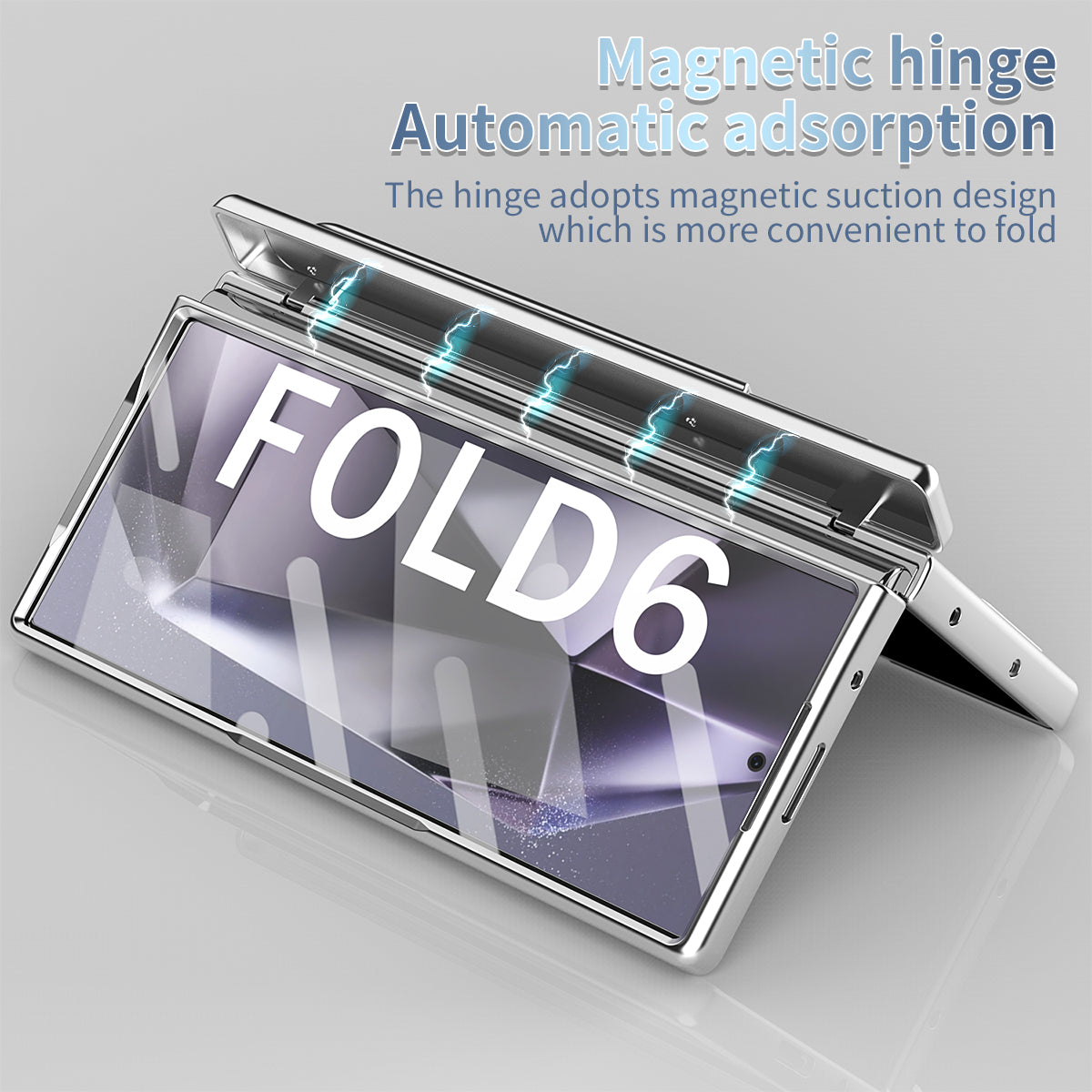 For Samsung Galaxy Z Fold6 5G Had PC Phone Case Kickstand Cover with Pen  /  Pen Slot - Silver