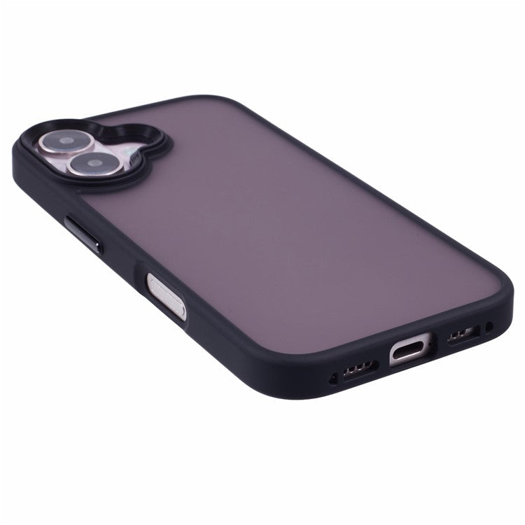 For iPhone 16 Plus Case Matte Finish PC+TPU Phone Cover Skin-Touch - Black
