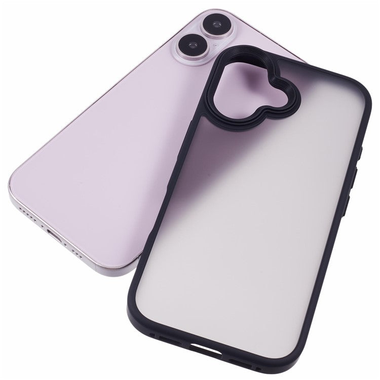 For iPhone 16 Plus Case Matte Finish PC+TPU Phone Cover Skin-Touch - Black