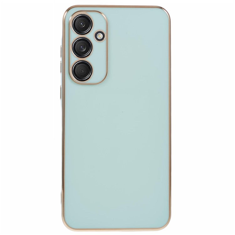 For Samsung Galaxy A55 5G Case 6D Electroplating TPU Phone Cover Camera Lens Protection - Cyan