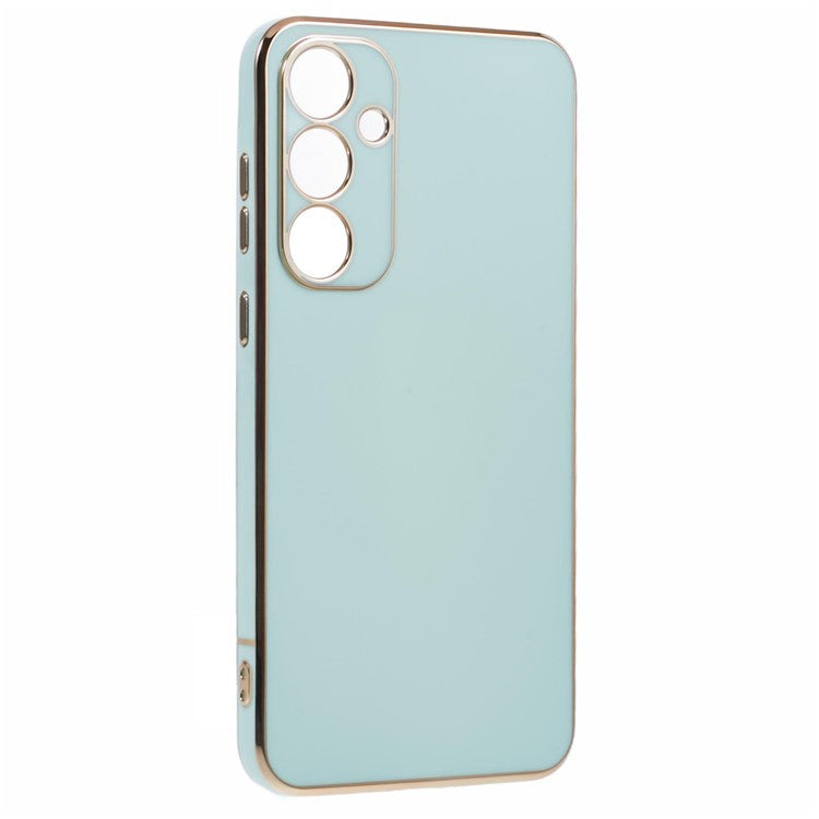 For Samsung Galaxy A55 5G Case 6D Electroplating TPU Phone Cover Camera Lens Protection - Cyan