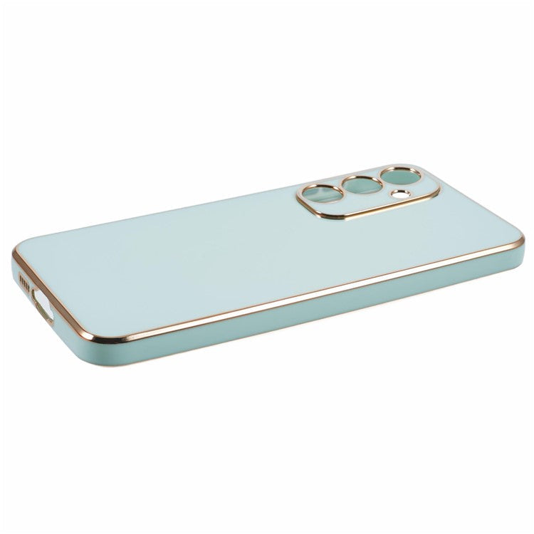 For Samsung Galaxy A55 5G Case 6D Electroplating TPU Phone Cover Camera Lens Protection - Cyan