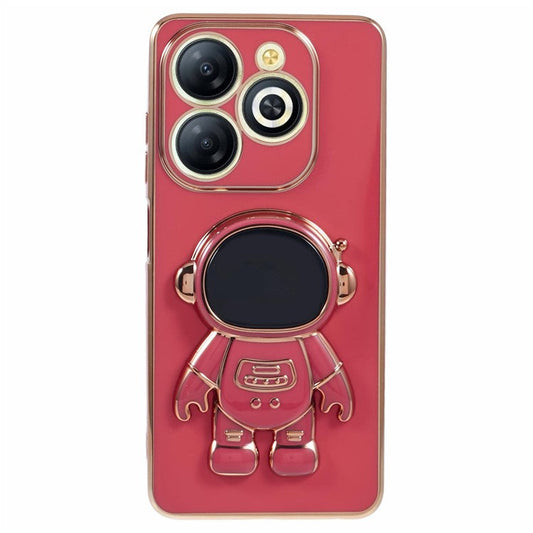 For Infinix Smart 8 4G / Hot 40i / TECNO Spark Go 2024 4G / Spark 20 Case TPU Phone Cover Cartoon Astronaut Kickstand - Red