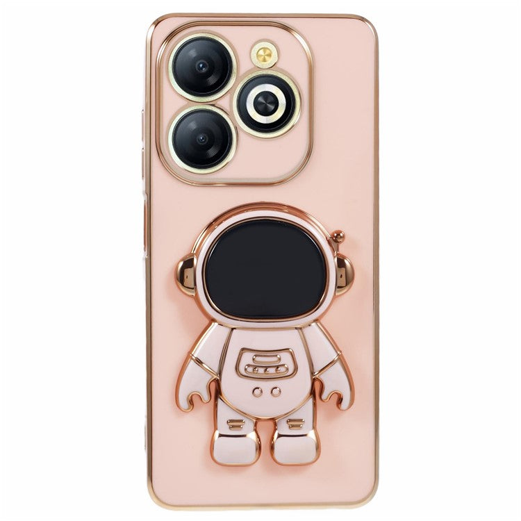 For Infinix Smart 8 4G / Hot 40i / TECNO Spark Go 2024 4G / Spark 20 Case TPU Phone Cover Cartoon Astronaut Kickstand - Pink