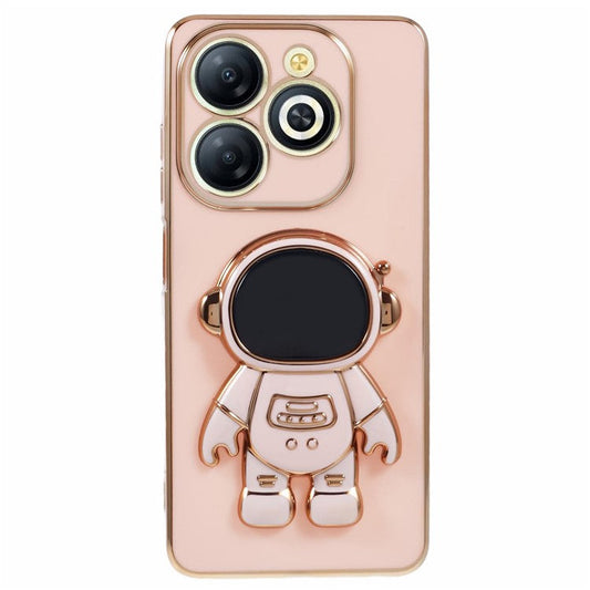 For Infinix Smart 8 4G / Hot 40i / TECNO Spark Go 2024 4G / Spark 20 Case TPU Phone Cover Cartoon Astronaut Kickstand - Pink