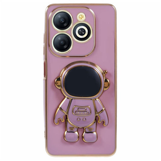 For Infinix Smart 8 4G / Hot 40i / TECNO Spark Go 2024 4G / Spark 20 Case TPU Phone Cover Cartoon Astronaut Kickstand - Purple