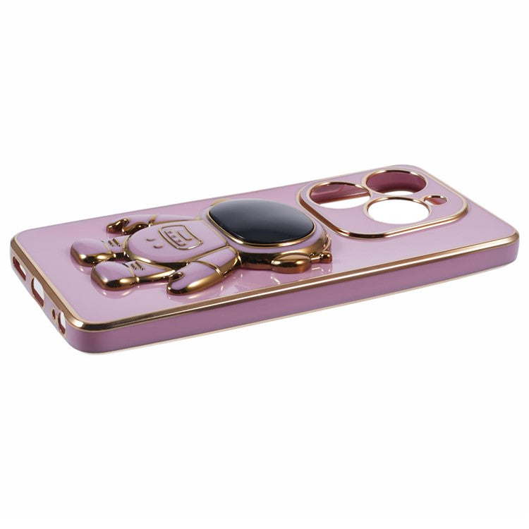 For Infinix Smart 8 4G / Hot 40i / TECNO Spark Go 2024 4G / Spark 20 Case TPU Phone Cover Cartoon Astronaut Kickstand - Purple