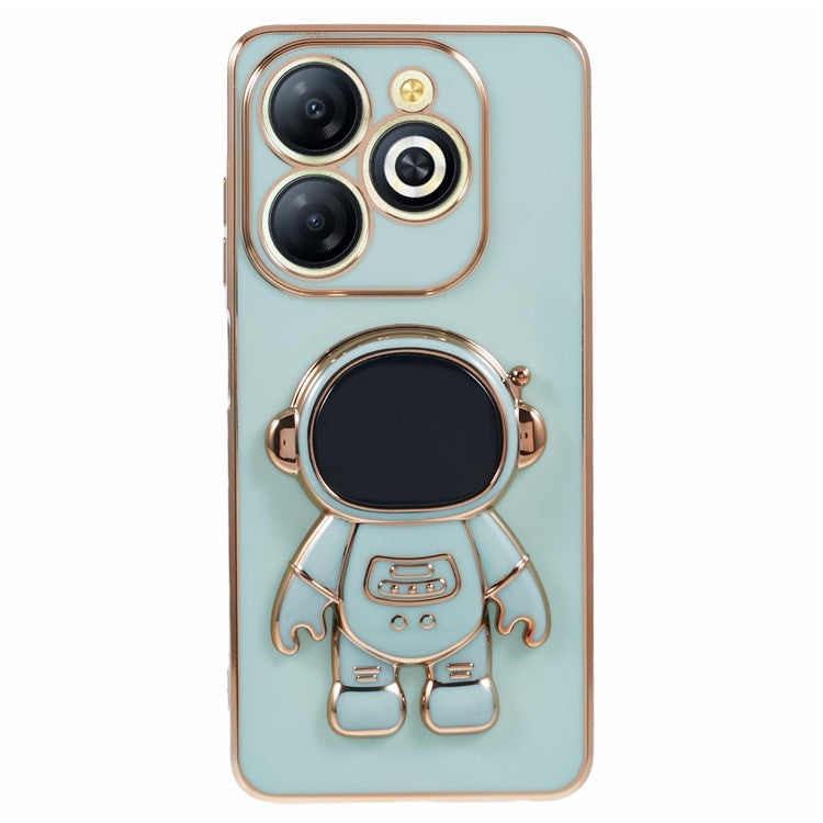 For Infinix Smart 8 4G / Hot 40i / TECNO Spark Go 2024 4G / Spark 20 Case TPU Phone Cover Cartoon Astronaut Kickstand - Green