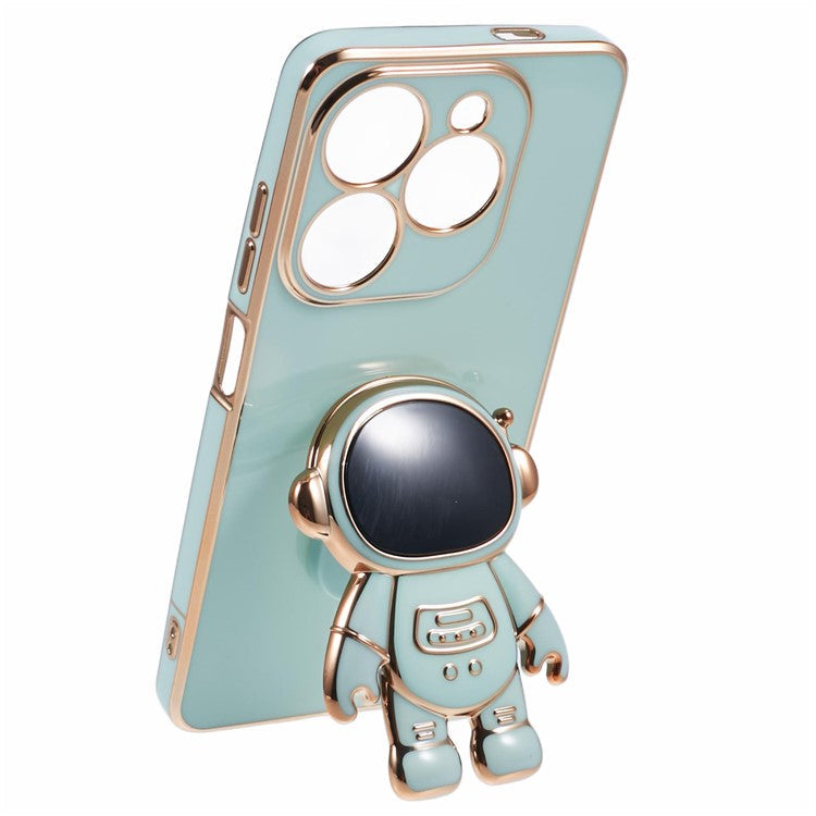 For Infinix Smart 8 4G / Hot 40i / TECNO Spark Go 2024 4G / Spark 20 Case TPU Phone Cover Cartoon Astronaut Kickstand - Green