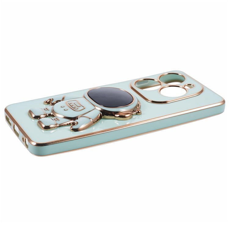 For Infinix Smart 8 4G / Hot 40i / TECNO Spark Go 2024 4G / Spark 20 Case TPU Phone Cover Cartoon Astronaut Kickstand - Green