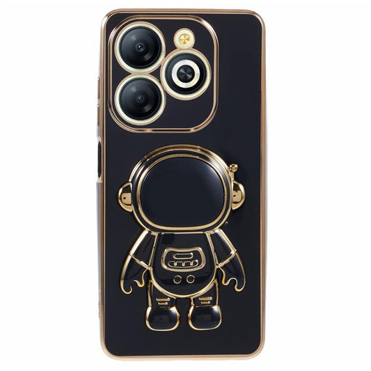 For Infinix Smart 8 4G / Hot 40i / TECNO Spark Go 2024 4G / Spark 20 Case TPU Phone Cover Cartoon Astronaut Kickstand - Black