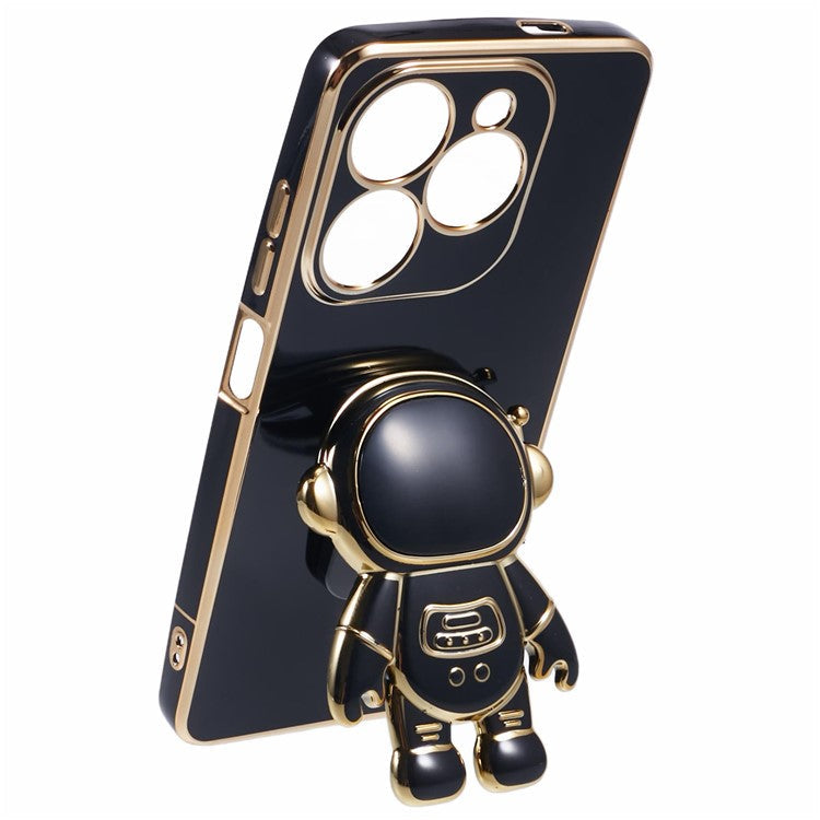 For Infinix Smart 8 4G / Hot 40i / TECNO Spark Go 2024 4G / Spark 20 Case TPU Phone Cover Cartoon Astronaut Kickstand - Black