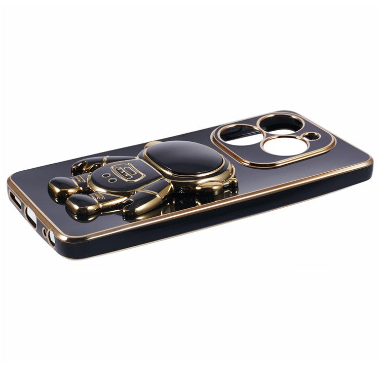 For Infinix Smart 8 4G / Hot 40i / TECNO Spark Go 2024 4G / Spark 20 Case TPU Phone Cover Cartoon Astronaut Kickstand - Black