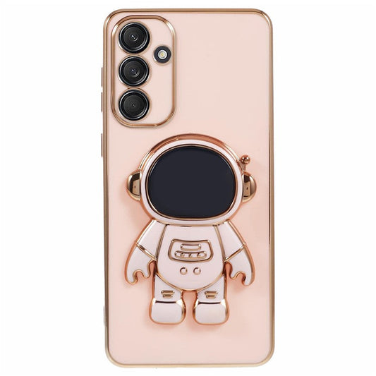 For Samsung Galaxy M55 5G / C55 5G / F55 5G Case with Astronaut Kicstand Electroplating TPU Phone Cover - Pink