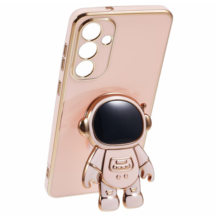 For Samsung Galaxy M55 5G / C55 5G / F55 5G Case with Astronaut Kicstand Electroplating TPU Phone Cover - Pink