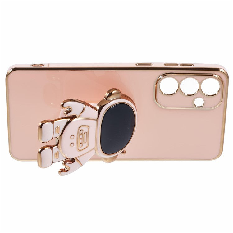 For Samsung Galaxy M55 5G / C55 5G / F55 5G Case with Astronaut Kicstand Electroplating TPU Phone Cover - Pink