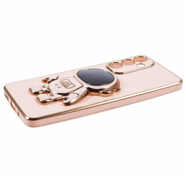For Samsung Galaxy M55 5G / C55 5G / F55 5G Case with Astronaut Kicstand Electroplating TPU Phone Cover - Pink