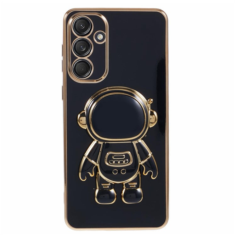For Samsung Galaxy M55 5G / C55 5G / F55 5G Case with Astronaut Kicstand Electroplating TPU Phone Cover - Black