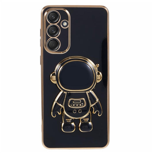 For Samsung Galaxy M55 5G / C55 5G / F55 5G Case with Astronaut Kicstand Electroplating TPU Phone Cover - Black