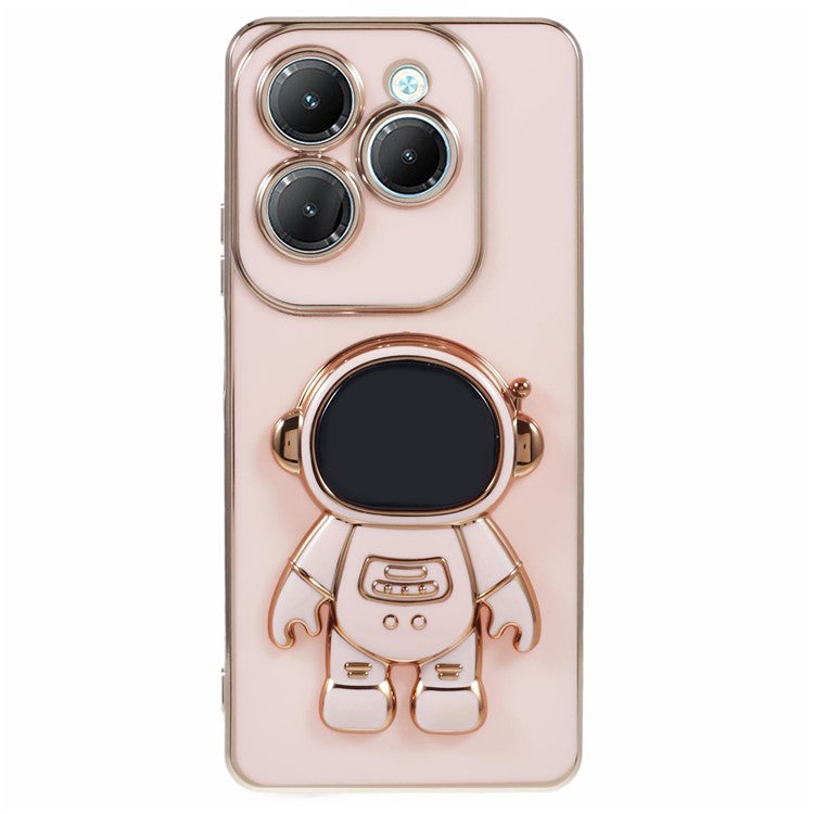 For Infinix Hot 40  /  Hot 40 Pro  /  TECNO Spark 20 Pro Case Soft TPU Phone Cover Astronaut Kickstand Holder - Pink