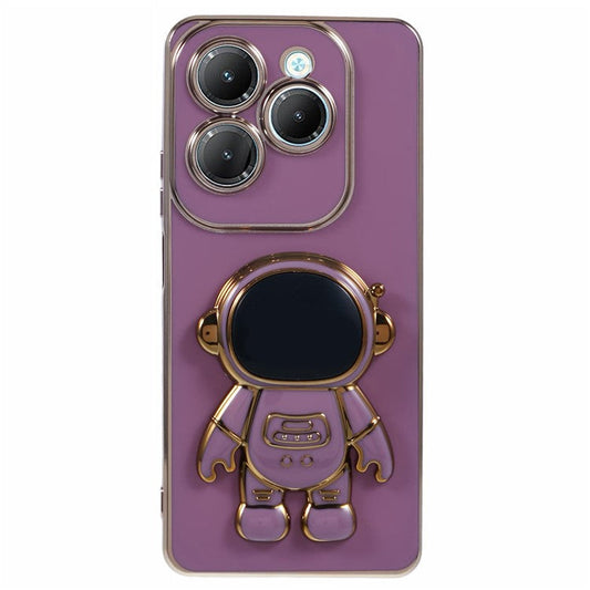 For Infinix Hot 40  /  Hot 40 Pro  /  TECNO Spark 20 Pro Case Soft TPU Phone Cover Astronaut Kickstand Holder - Purple