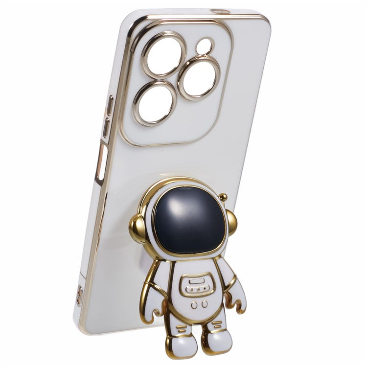 For Infinix Hot 40  /  Hot 40 Pro  /  TECNO Spark 20 Pro Case Soft TPU Phone Cover Astronaut Kickstand Holder - White