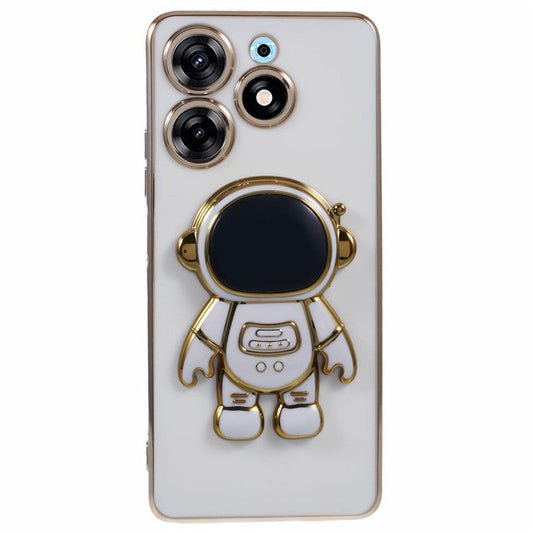 For TECNO Spark 10 Pro Case Astronaut Kickstand TPU Phone Cover Camera Protection - White