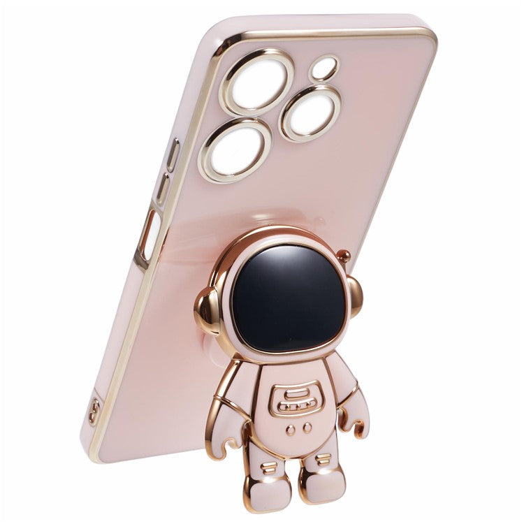 For TECNO Spark 10 Pro Case Astronaut Kickstand TPU Phone Cover Camera Protection - Pink