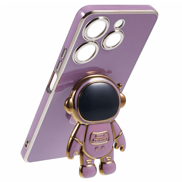 For TECNO Spark 10 Pro Case Astronaut Kickstand TPU Phone Cover Camera Protection - Purple