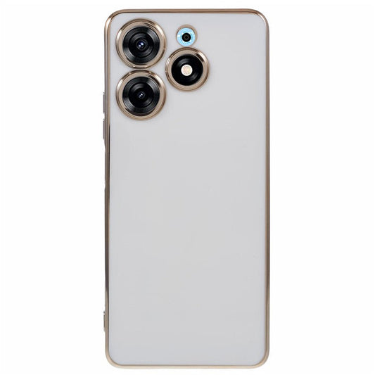 For TECNO Spark 10 Pro Case Electroplate Edge TPU Anti-Drop Phone Cover - White