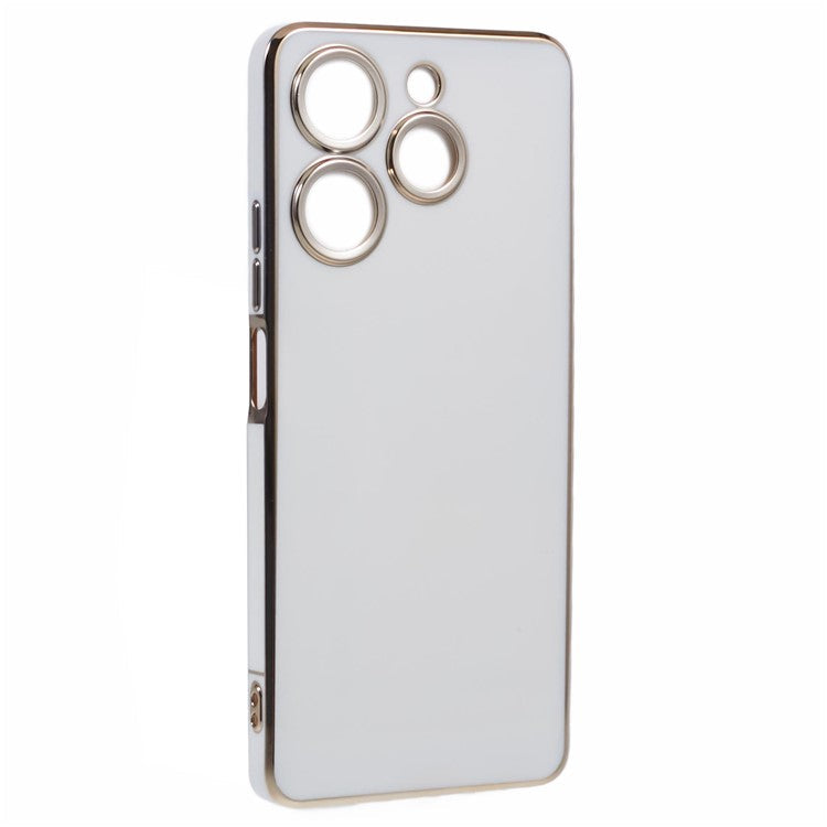 For TECNO Spark 10 Pro Case Electroplate Edge TPU Anti-Drop Phone Cover - White