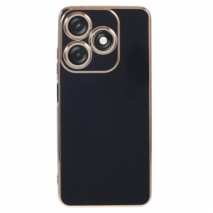 For TECNO Spark 10C 4G / Spark 10 4G Case 6D Electroplating TPU Phone Cover Fine Hole Protection - Black