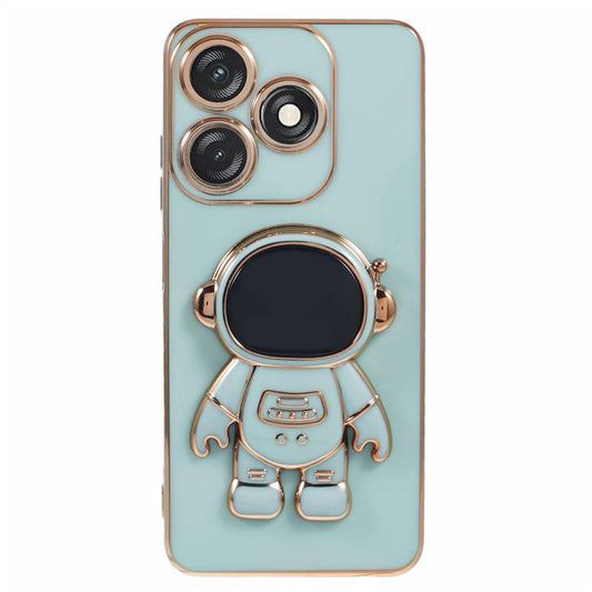 For TECNO Spark 10C 4G / Spark 10 4G Case Electroplating Edge TPU Phone Cover Astronaut Folding Bracket - Green