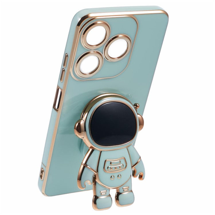 For TECNO Spark 10C 4G / Spark 10 4G Case Electroplating Edge TPU Phone Cover Astronaut Folding Bracket - Green