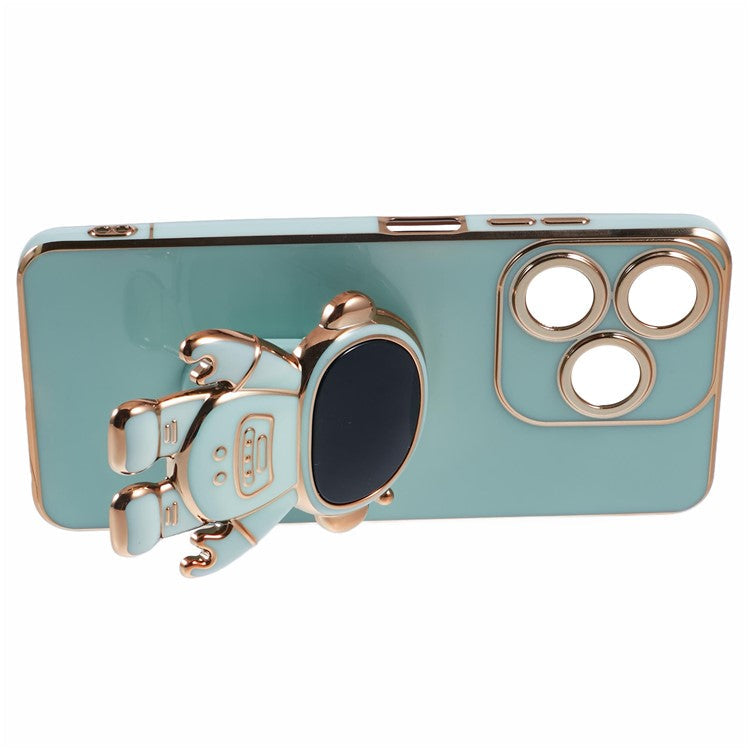 For TECNO Spark 10C 4G / Spark 10 4G Case Electroplating Edge TPU Phone Cover Astronaut Folding Bracket - Green