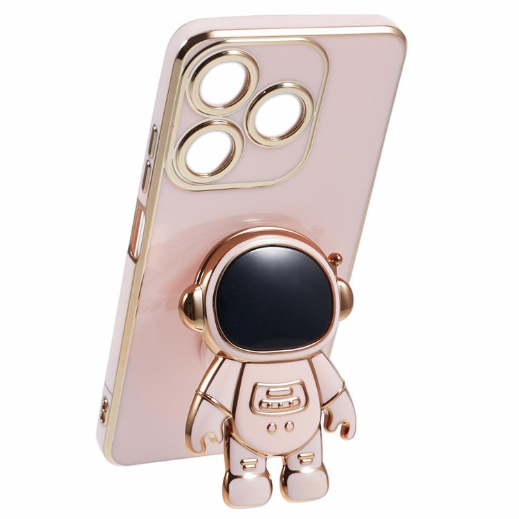 For TECNO Spark 10C 4G / Spark 10 4G Case Electroplating Edge TPU Phone Cover Astronaut Folding Bracket - Pink